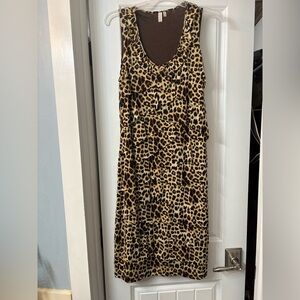 Leopard Print Sleeveless Women’s Dress - Brown/Black